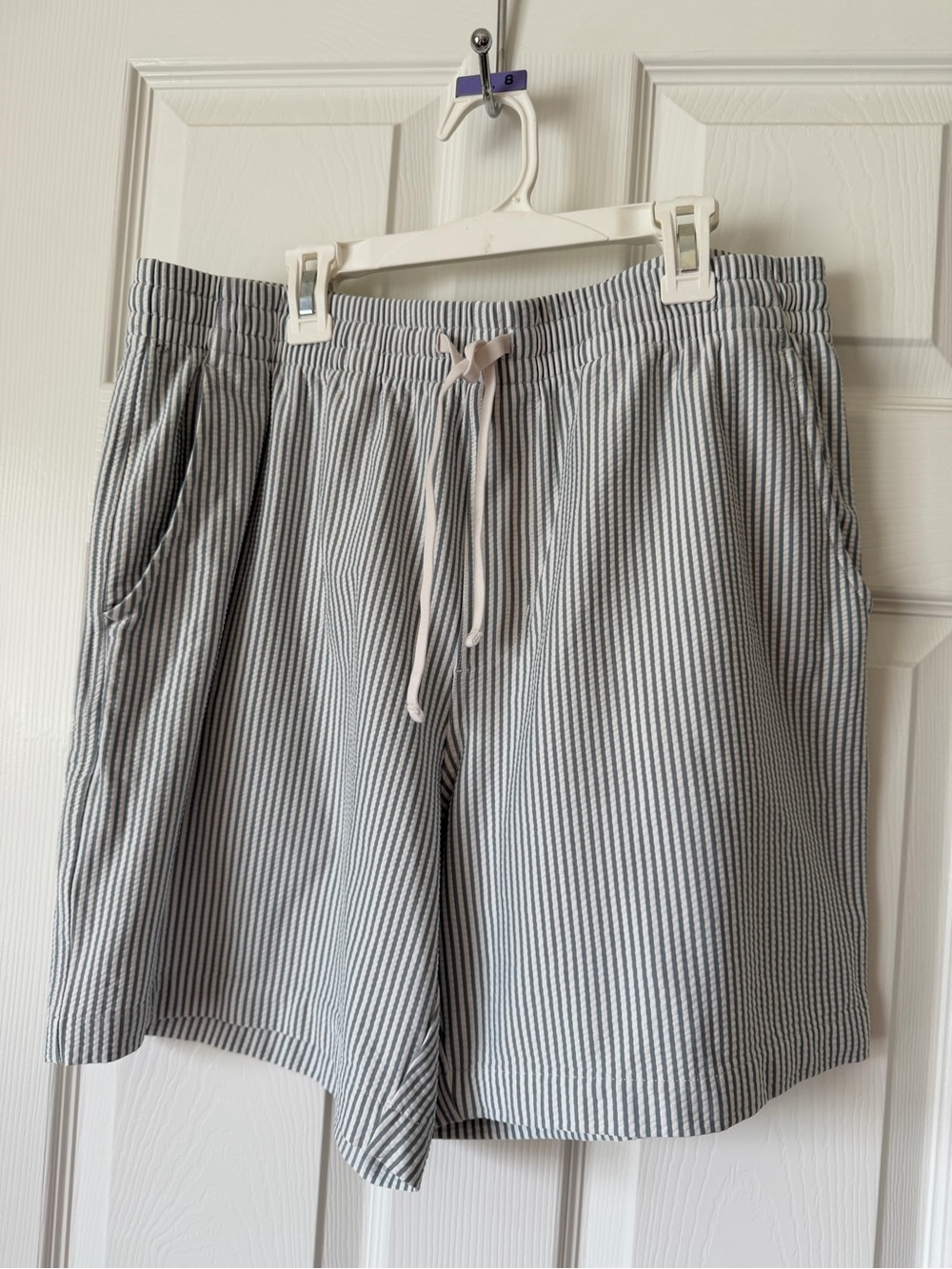 C&C California Gray & White Seersucker Drawstring Shorts